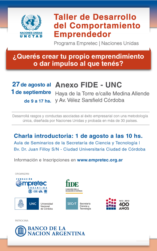 Desarroll tu potencial emprendedor! Taller EMPRETEC en Crdoba