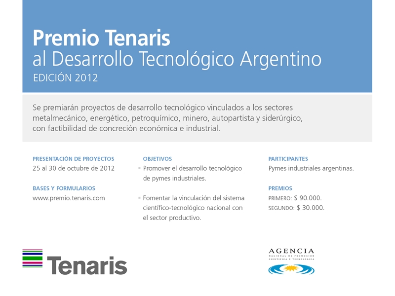 Premio Tenaris al Desarrollo Tecnolgico Argentino edicin 2012