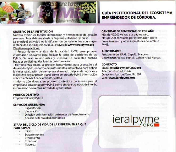 IERALPyME en la gua del ecosistema emprendedor de Crdoba!